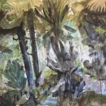 Rainforest water reflections painting