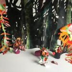 Exotics within the Rainforest. Acrylic paint and spray paint on paper. Dimensions variable.